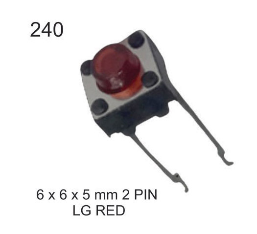 6X6X5 MM 2 PIN LG RED TACTILE SWITCH