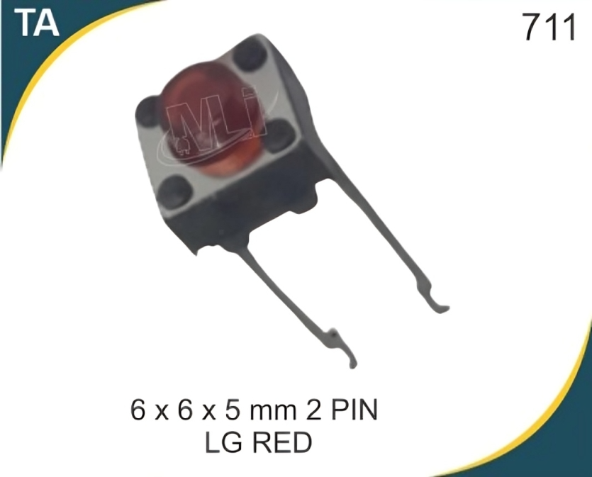 6X6X5 MM 2 PIN LG RED TACTILE SWITCH