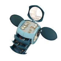 CherryBox Jewelry Box Organizer for Women Girls, 3-Drawer Jewelry Storage Box with Mirror Jewelry Travel Case Holder Compact Drawers Set