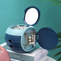 CherryBox Jewelry Box Organizer for Women Girls, 3-Drawer Jewelry Storage Box with Mirror Jewelry Travel Case Holder Compact Drawers Set