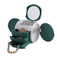 CherryBox Jewelry Box Organizer for Women Girls, 3-Drawer Jewelry Storage Box with Mirror Jewelry Travel Case Holder Compact Drawers Set