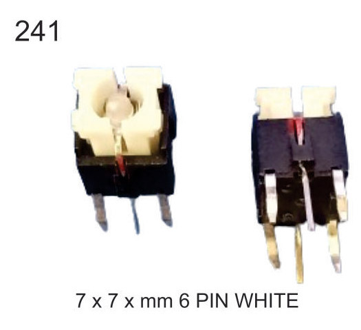 7X7 Mm 6 Pin White Tactile Switch - Automation Grade: Manual