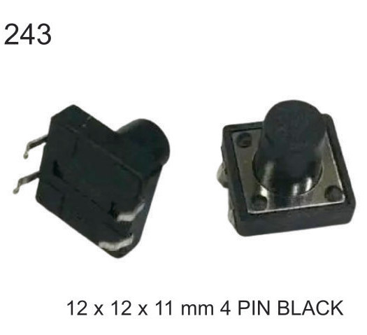 12X12X11 MM 4 PIN BLACK TACTILE SWITCH