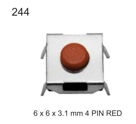 6X6X3.1 MM 4 PIN RED TACTILE SWITCH