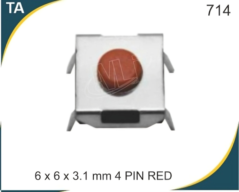 6X6X3.1 MM 4 PIN RED TACTILE SWITCH