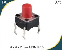 6x6x7 Mm 4 Pin Red Tact Switch