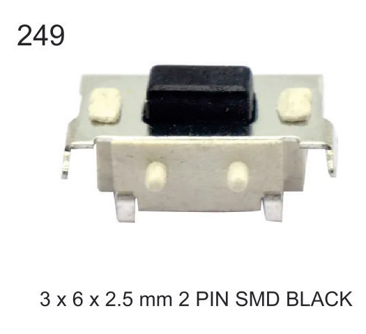 3X6X2.5 MM 2 PIN SMD BLACK TACTILE SWITCH