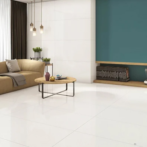 White Vitrified Floor Tile - Shape: Square