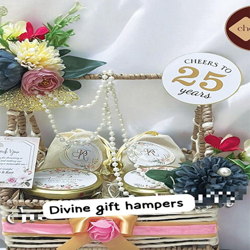 Silver Jubilee Hampers - Customized Gift Hampers in Various Sizes, Gourmet Snacks, Luxury Chocolates, Personalized Logo Options, Perfect for Corporate Celebrations