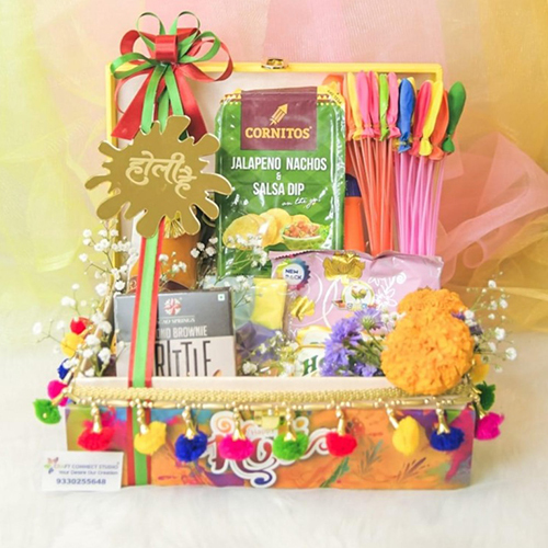 Holi Hamper - Customized Gift Basket, Various Sizes and Colors Available | Perfect for Celebrations, Personalized Logo Options