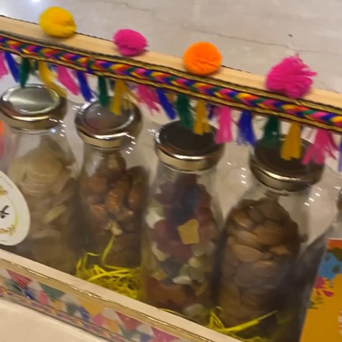 Dry Fruits Bottles In Basket Gift Hamper - Color: Different Available