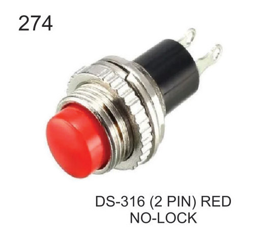 DS 316 2 PIN RED NO LOCK