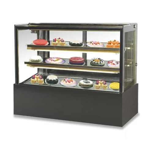 Pastry Cake Confectionery Showcase - Glass Material 4.5 Feet Tall Black Powder Coated Finish With LED Lighting | Elegant Display for Cakes and Pastries