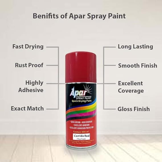 Apar Spray Paint Corrida Red (Rc Colour Name) , Compatible For Skoda Fabia And Octavia Cars -225 Ml (Pack Of 1-pcs)