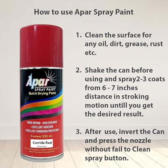 Apar Spray Paint Corrida Red (Rc Colour Name) , Compatible For Skoda Fabia And Octavia Cars -225 Ml (Pack Of 1-pcs)