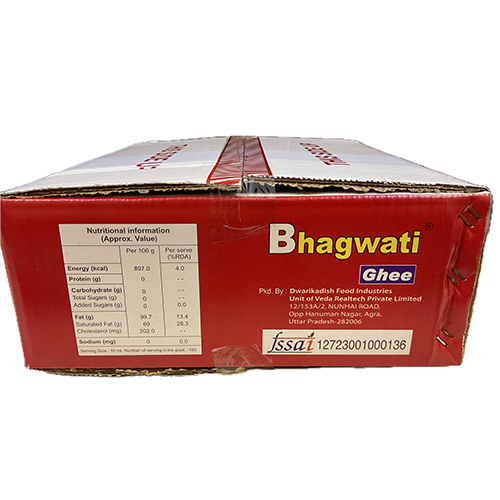 500ml X 24Pkt Bhagwati Cow Ghee Wholesale Pack