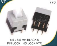 8.5x8.5mm Plastic 6-pin Vtr Push Button Switch - 25v, 2a, Self-locking Design With Normally Open Pins | Ideal For Industrial Applications
