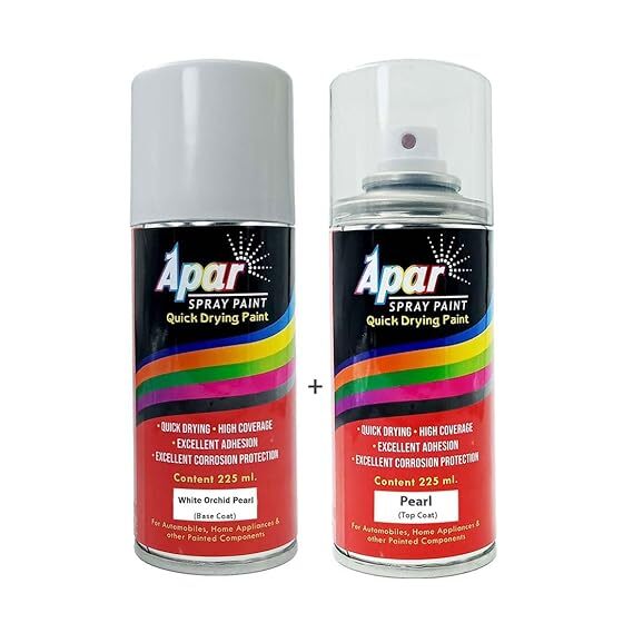 APAR  Spray Paint White Orchid Pearl (RC Colour Name) + PC Compatible for Honda  Brio, Civic, City, Amaze, Mobilio Cars -225 ml (Pack of 2-Pcs)