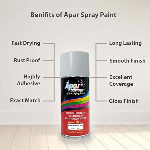 APAR  Spray Paint Platinum White Pearl (RC Colour Name) + PC Compatible for Honda Civic, City, Amaze, HR-V, WR-V, Jazz,  Cars -225 ml (Pack of 2-Pcs)