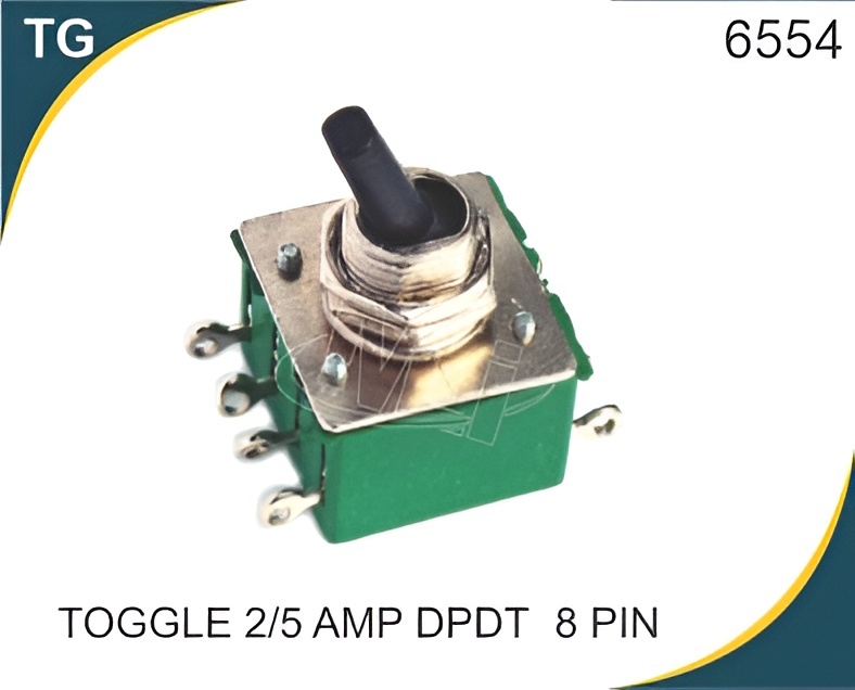 Toggle Switch 6a Dpdt 8 Pin - Metal Body, Silver Color | On/off Functionality, Easy Panel Mounting, Compact Space-saving Design