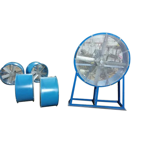 Industrial Man Cooler Fan - Mild Steel, 36" Dimensions, Blue Color | 15000 CFM Capacity, 4 Blades, Electrical 415 Volt Power, 1 Year Warranty