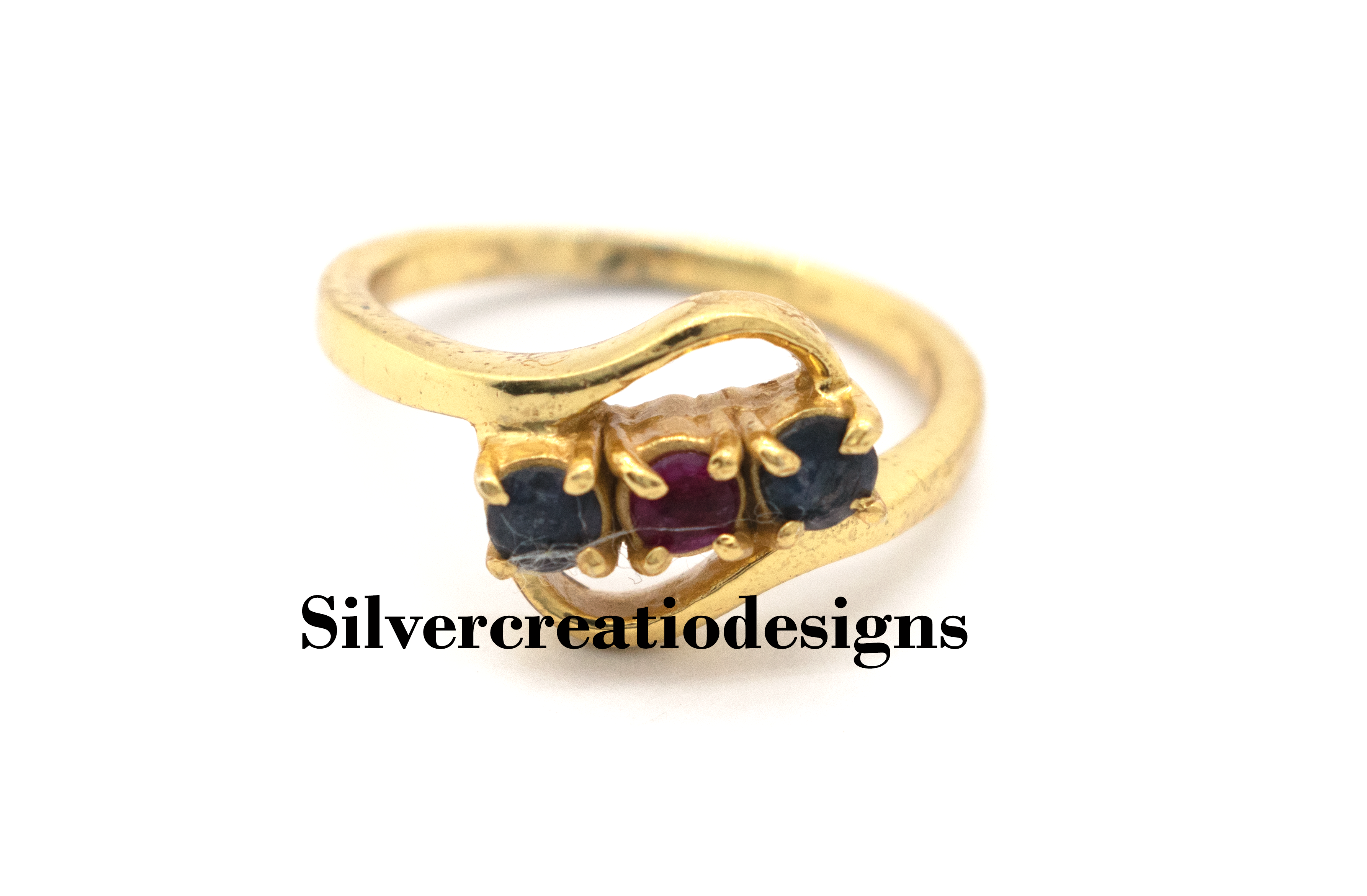 Natural Blue Sapphire & Emerald Statement Ring, Round Cut 0.36 Ct, Dainty Promise Ring, Wedding Jewelry, Gift for Wife