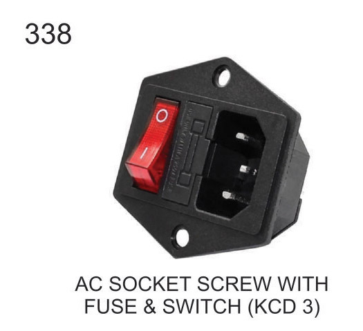 PVC AC SOCKET SCREW WITH FUSE & SWITCH (KCD 3)