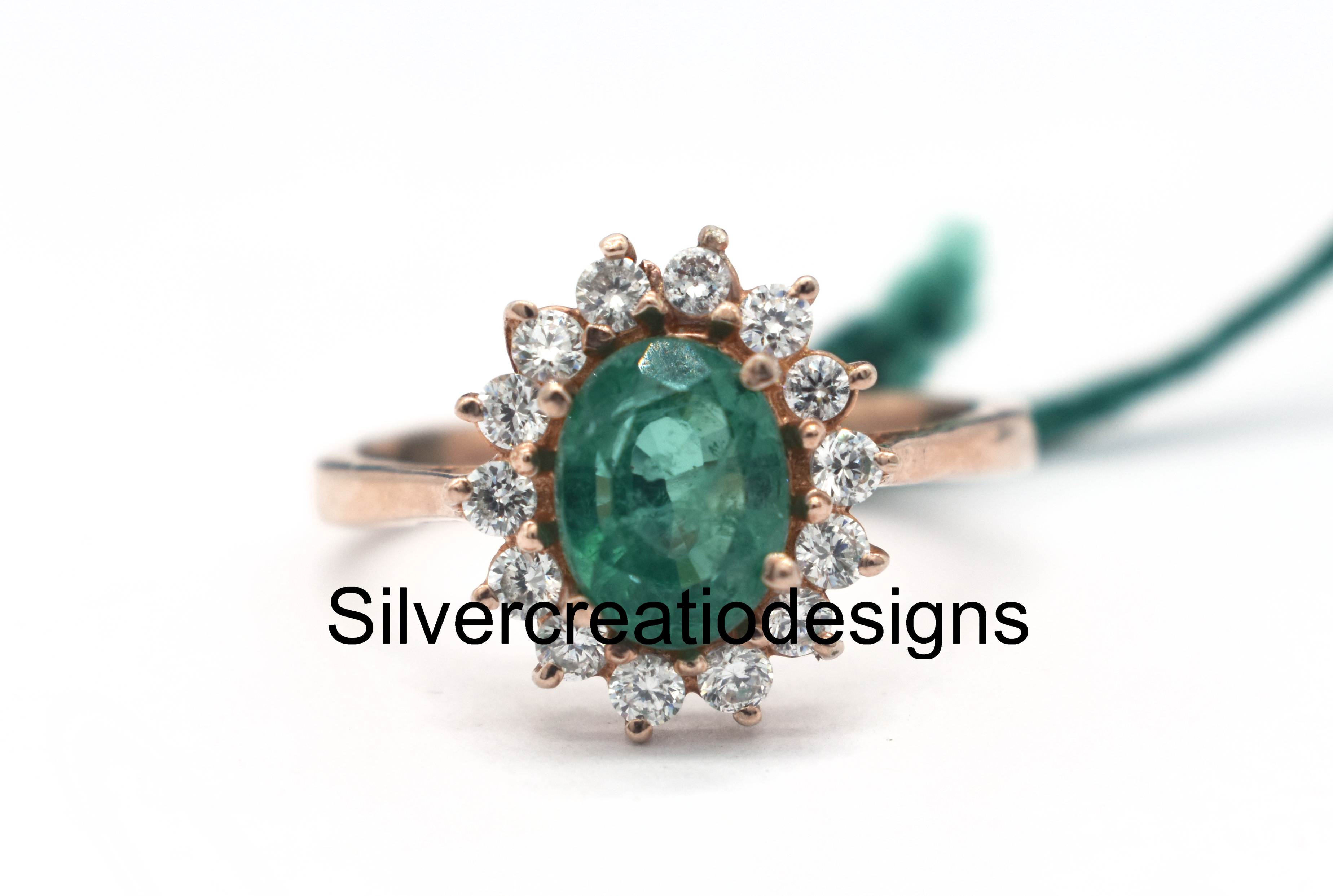 Lab Made Emerald Statement Ring, Moissanite Promise Ring, 8x6 mm Oval Cut Handmade Jewelry