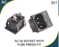 Ac-04 Socket With Fuse Press Fit - Plastic, Standard Size, Black | Ideal For Industrial Automation, Automotive Electronics, And Circuit Overload Protection