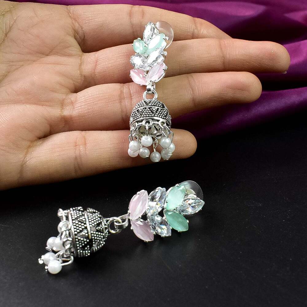 Pearls Peacock Motif Drop Earringss