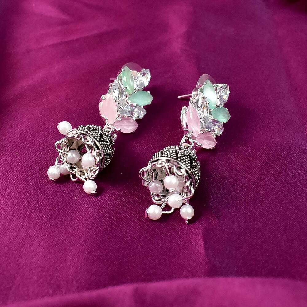 Pearls Peacock Motif Drop Earringss
