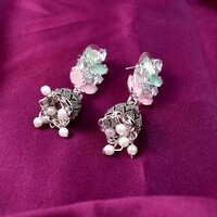 Pearls Peacock Motif Drop Earringss