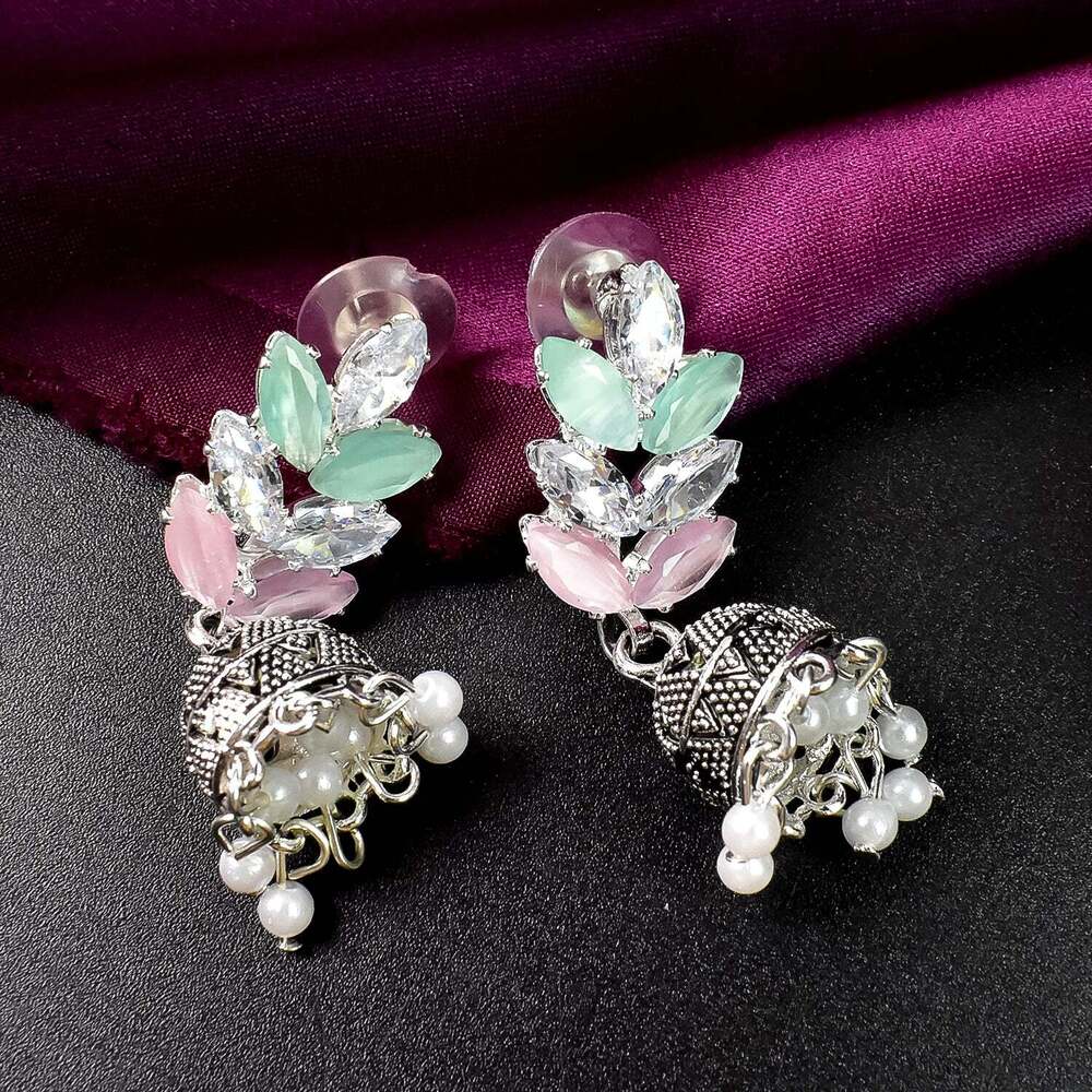Pearls Peacock Motif Drop Earringss