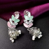 Pearls Peacock Motif Drop Earringss