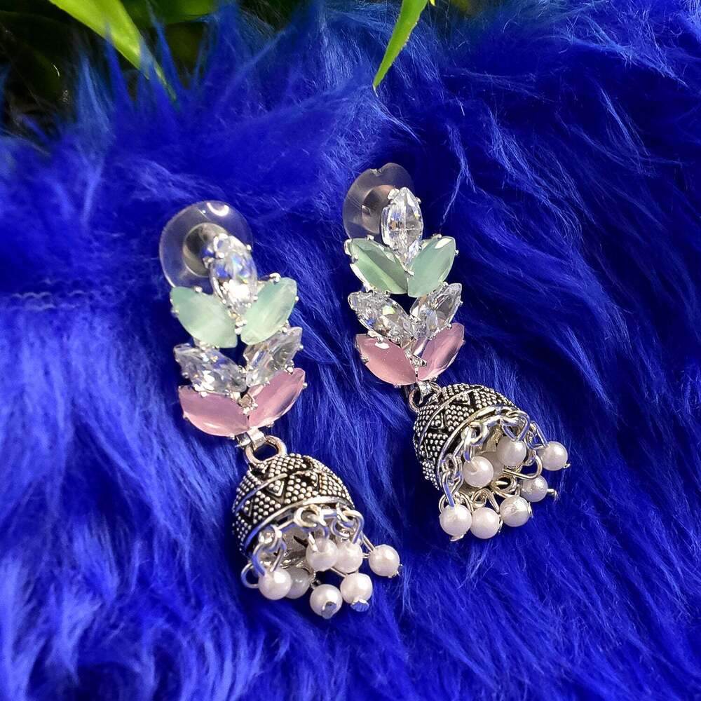 Pearls Peacock Motif Drop Earringss