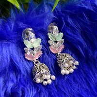 Pearls Peacock Motif Drop Earringss
