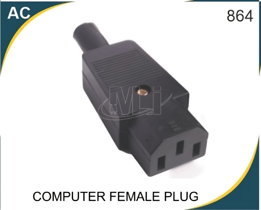 Computer Female Plug - High Durability, 8cm X 2.2cm X 1.5cm Size, Up To 250v, 10a Power Rating | Highly Insulated, High Insulation Resistance
