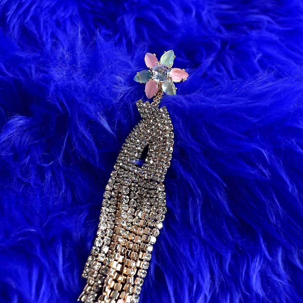 Designer Plated Drop Earring Crystal Long Lop Earrings for Womens