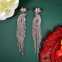 Designer Plated Drop Earring Crystal Long Lop Earrings for Womens