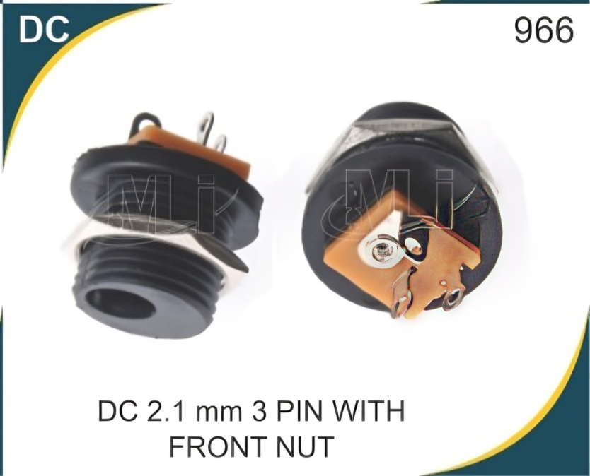 DC 2.1 MM 3 Pin With Front Nut