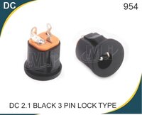 Dc 2.1 Black 3 Pin Lock Type - Abs Plastic, 2.1 X 5.5mm Size, Female Socket, 12v Voltage Rating, -40 To 55â°c Operating Temperature | Metal Nut Included, Environmental Protection