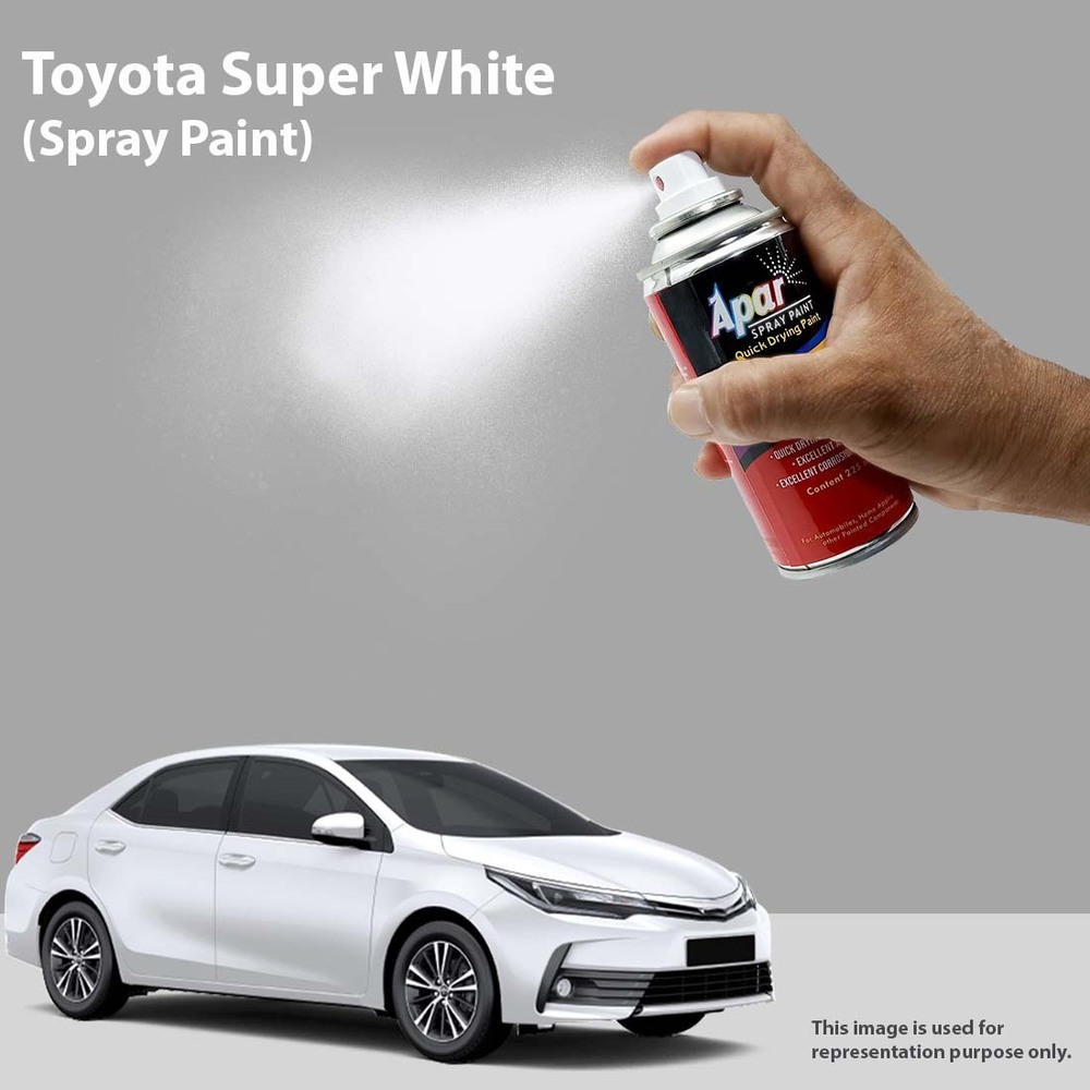 Apar Touch Up Spray Paint Super White- 225 Ml (Pack Of 1 Pcs) For Cars Like Fortuner Yarish Innova Crysta Etc.