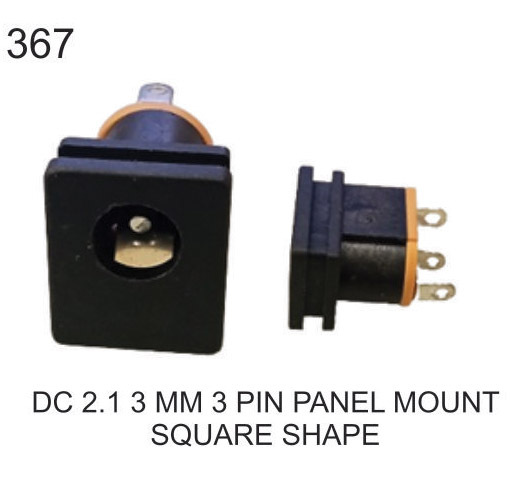 DC 2.1 3MM 3 PIN PANEL MOUNT SQUARE SHAPE