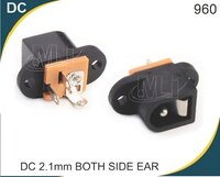 Dc 2.21 Mm Both Ear - Abs Plastic , Vertical Pcb Mount Female Jack, Black With Nickel-plated Brass Pins For Moisture Resistance And Excellent Conductivity