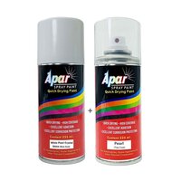 Apar Spray Paint White Pearl Crystal Shine - Base Coat & Pearl Top Coat Combo (225 Ml) | Polyurethane, High Gloss, Corrosion Resistance