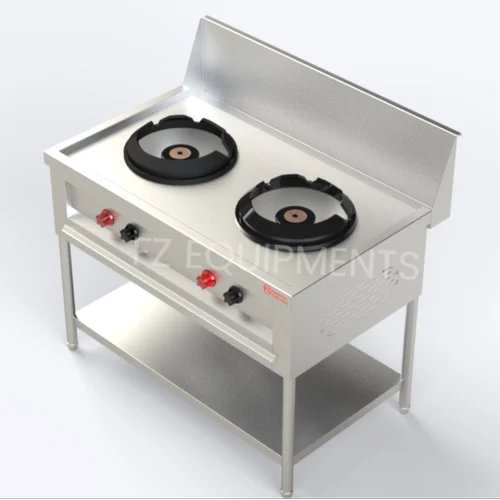 Three Burner Chinese Cooking Range - Color: Silver