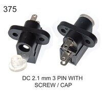 Dc 2.1 Mm 3 Pin With Screw/cap - Pcb Material, Connector Size: 2.1mm, 2.5mm, 5.5mm, Current Rating: Up To 5a | Panel Mount, Pcb Mount, Cable Mount Options