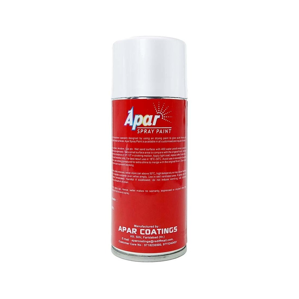 Apar Spray Paint Ice Cool White (Rc Colour Name) Compatible For Renault Cars - 225 Ml | High Solid Paint, Fast-drying, Corrosion Resistance, Durable Finish