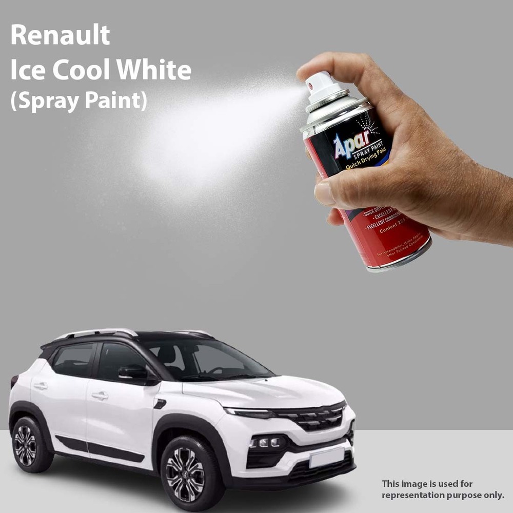 Apar Spray Paint Ice Cool White (Rc Colour Name) Compatible For Renault Cars - 225 Ml | High Solid Paint, Fast-drying, Corrosion Resistance, Durable Finish