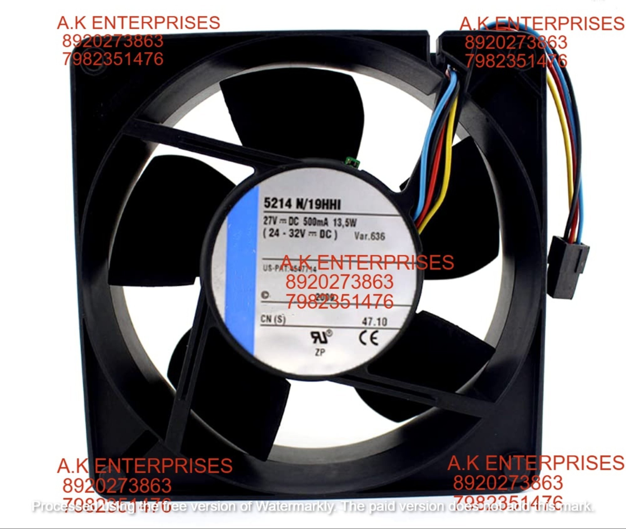 EBM PAPST 13.5W Black 5214 N/19HHI Cooling Fans, For Drive/Panel Fan, 27V